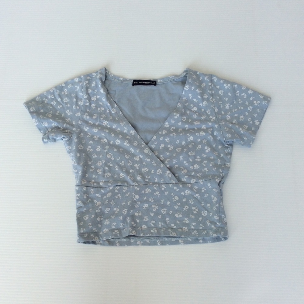 Brandy Melville Light blue floral print top